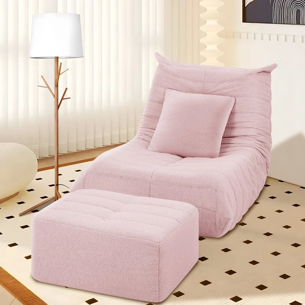 Nouveauté 2026 – Fauteuils poufs VFD pour adultes, pouf avec repose-pieds, canapé lounge confortable en mousse à mémoire de forme, fauteuil de lecture idéal pour la chambre et le salon, canapé de sol relaxant