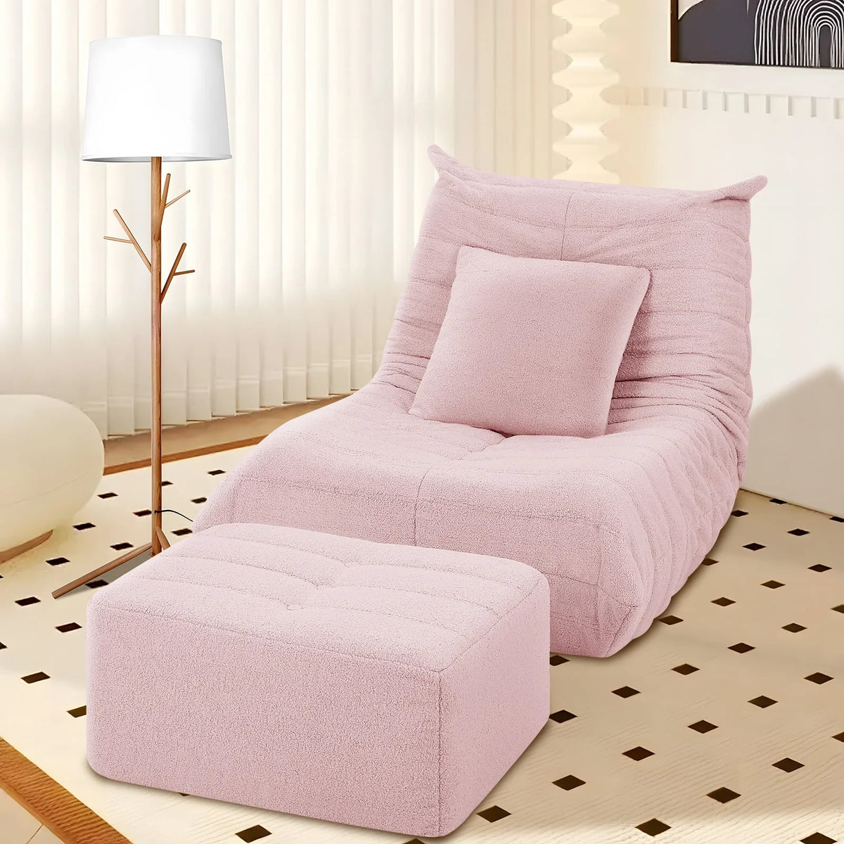 Nouveauté 2026 – Fauteuils poufs VFD pour adultes, pouf avec repose-pieds, canapé lounge confortable en mousse à mémoire de forme, fauteuil de lecture idéal pour la chambre et le salon, canapé de sol relaxant