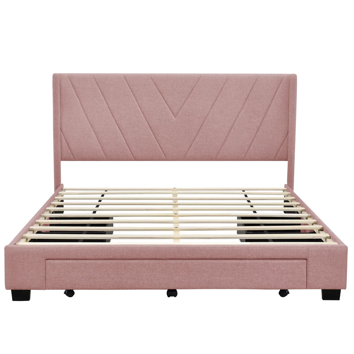 Nouveauté 2026 – Cadre de lit Queen Sesslife avec rangement, nouveau lit plateforme rembourré en lin amélioré avec 3 tiroirs, lit de rangement Queen avec tête de lit et lattes en bois, aucun sommier requis, supporte 227 kg, beige