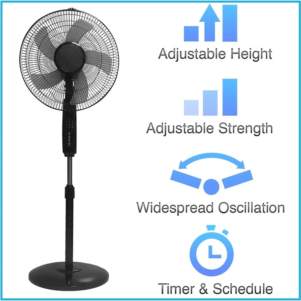 Nouveauté 2026 – Ventilateur sur pied oscillant Technical Pro Smart WiFi 16 pouces, 3 vitesses, noir