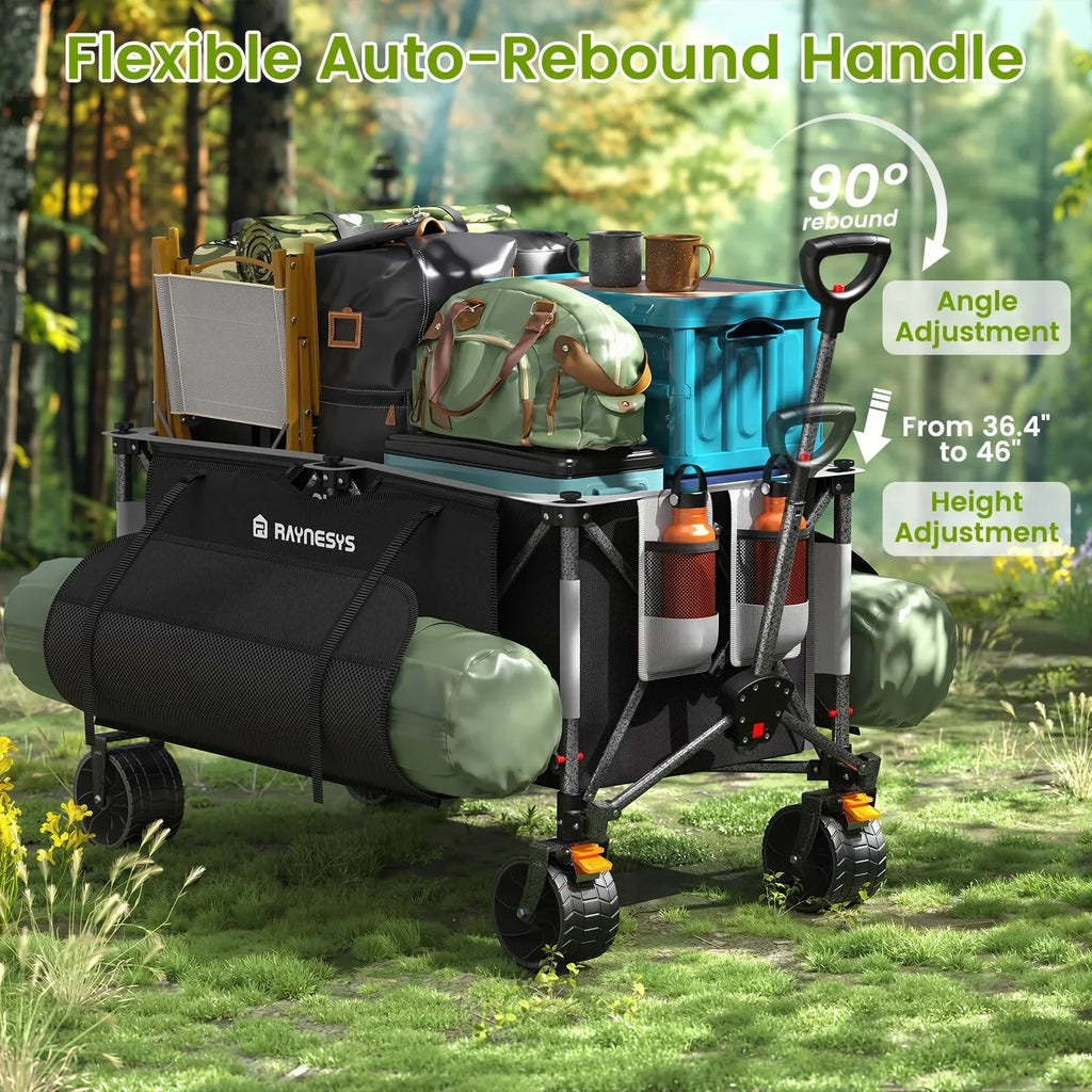 Nouveauté 2026 – Chariot pliable Raynesys 300L avec roues, , capacité de 200 kg, robuste, idéal pour la plage, les sports de sable, le camping et les courses, noir et gris