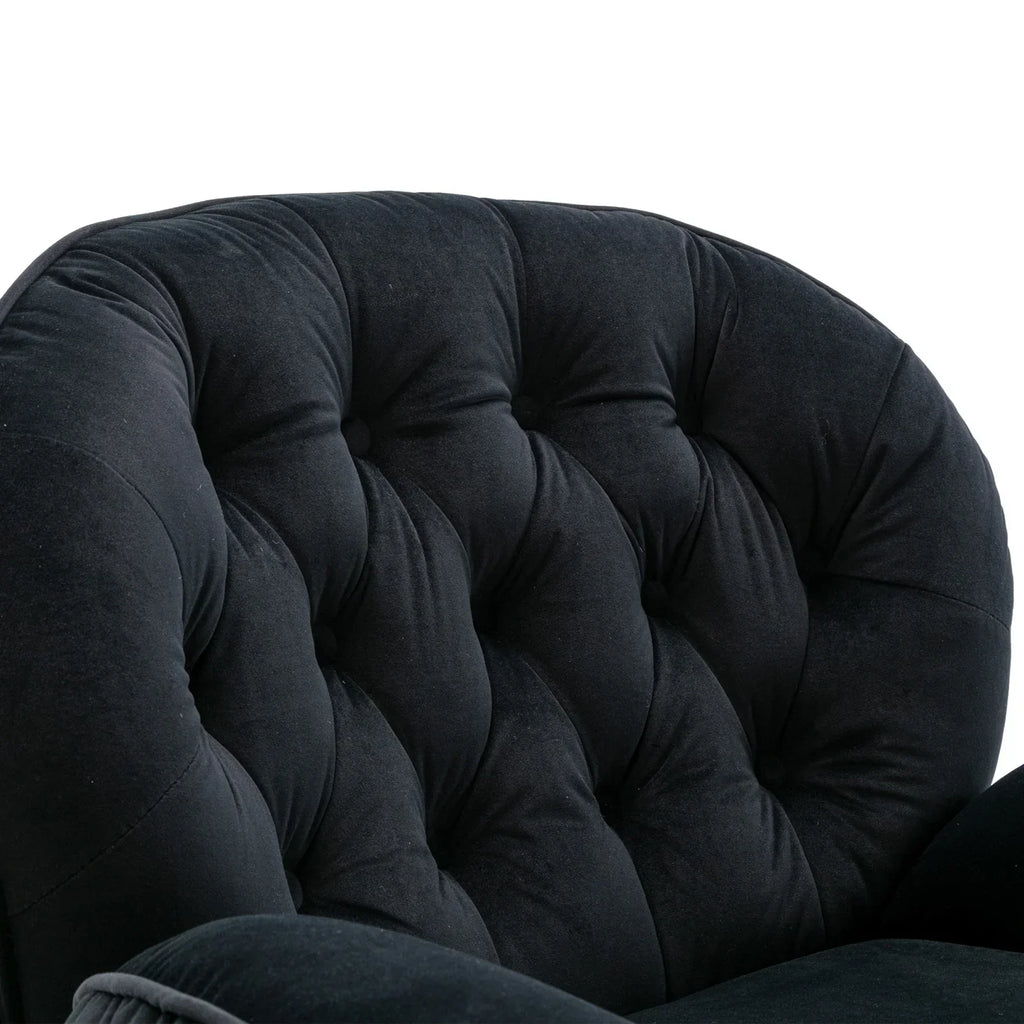 Nouveauté 2026 – Fauteuil pivotant Velvet avec repose-pieds, chaise longue moderne avec structure en métal, fauteuil de lecture confortable pour salon, chambre ou bureau, bleu