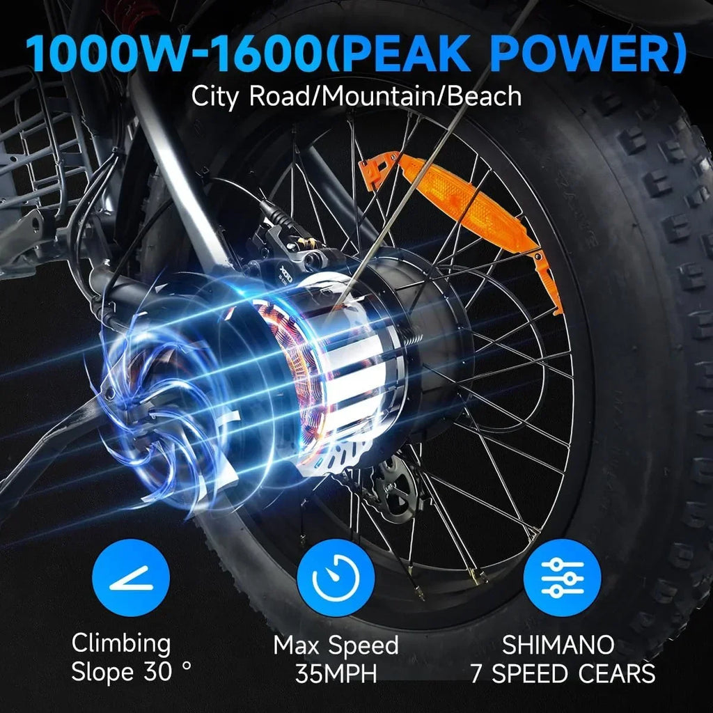 Nouveauté 2026 – Vélo électrique pour adultes avec moteur de 1500 W (puissance maximale), vitesse maximale de 56 km/h et autonomie de 90 km. Cyclomoteur électrique avec batterie de 18,9 Ah, VTT électrique tout-terrain à gros pneus de 20 pouces. Charg