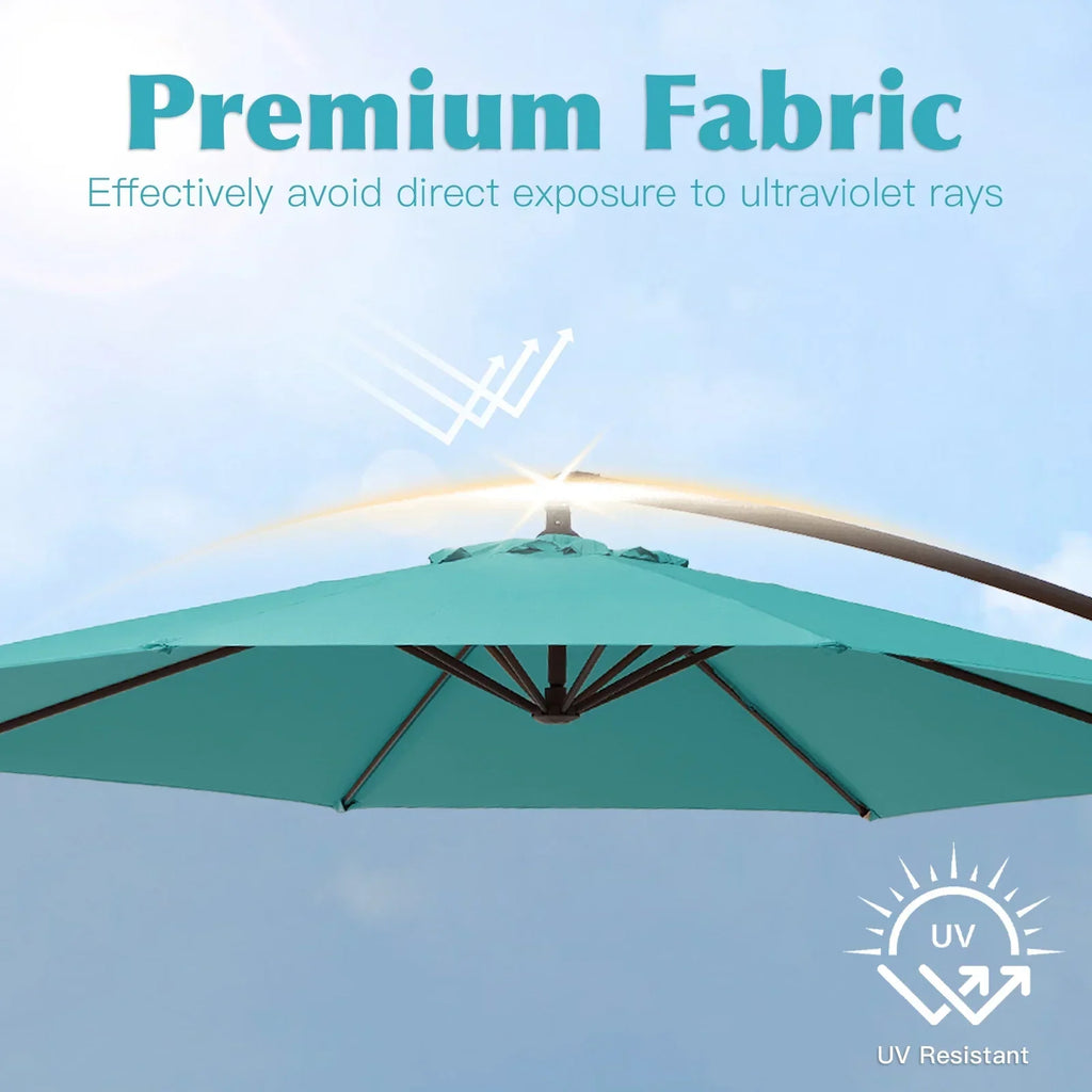 Nouveauté 2026 – Parasol déporté suspendu JUSTLET de 3 m (10 pi) robuste avec base en 4 pièces incluse, beige