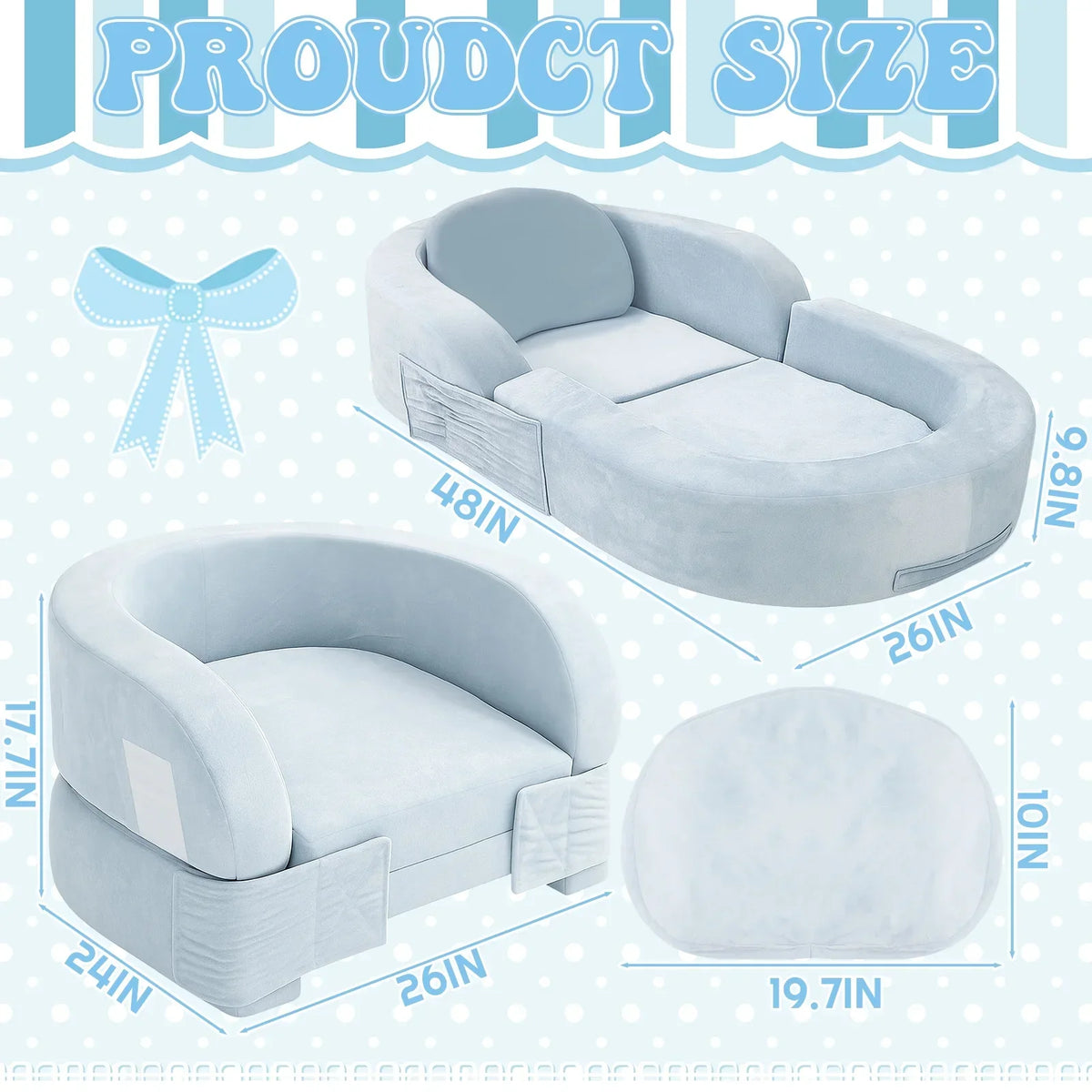 Nouveauté 2026 – Lit de voyage pour tout-petits Coumy 2-en-1 avec housse amovible, matelas pliable et portable en mousse souple, sac de transport inclus, bleu