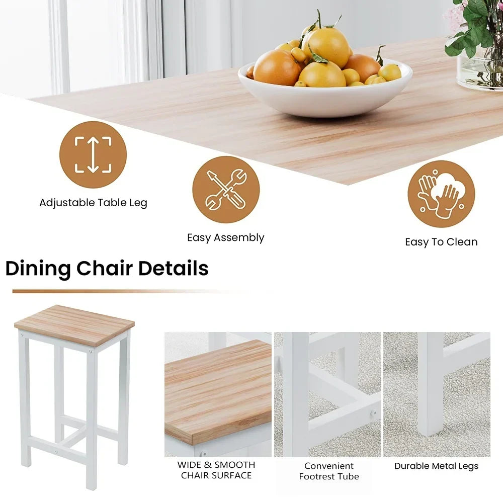 Nouveauté 2026 – Ensemble de table haute 5 places , table de bar et tabourets assortis, table à manger minimaliste avec tabourets sans dossier, ensemble table et chaises de bar avec plateau en bois pour cuisine, appartement ou bistrot - Gain de place