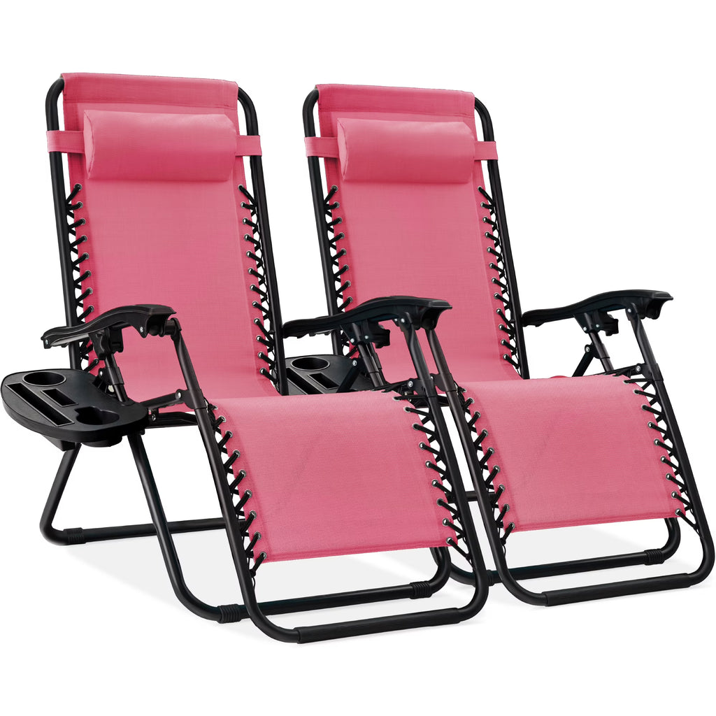 Nouveauté 2026 – Ensemble de 2 fauteuils inclinables zéro gravité Best Choice Products pour terrasse et piscine avec porte-gobelet - Gris
