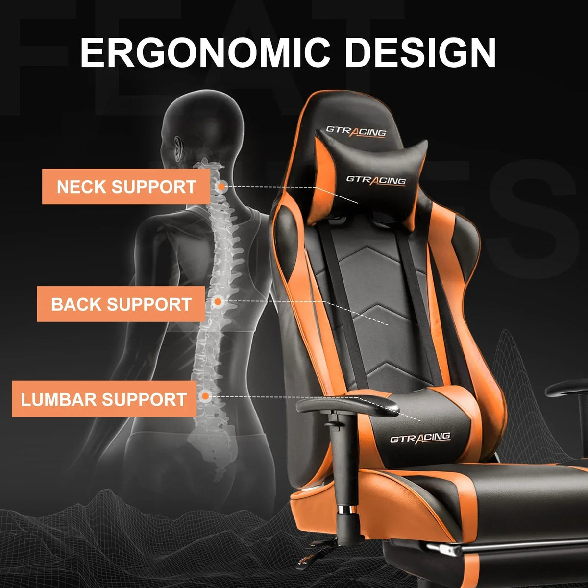 Nouveauté 2026 – Chaise de jeu GTRACING , chaise de bureau ergonomique avec soutien lombaire, revêtement en cuir PU, repose-pieds et appui-tête réglable, rouge
