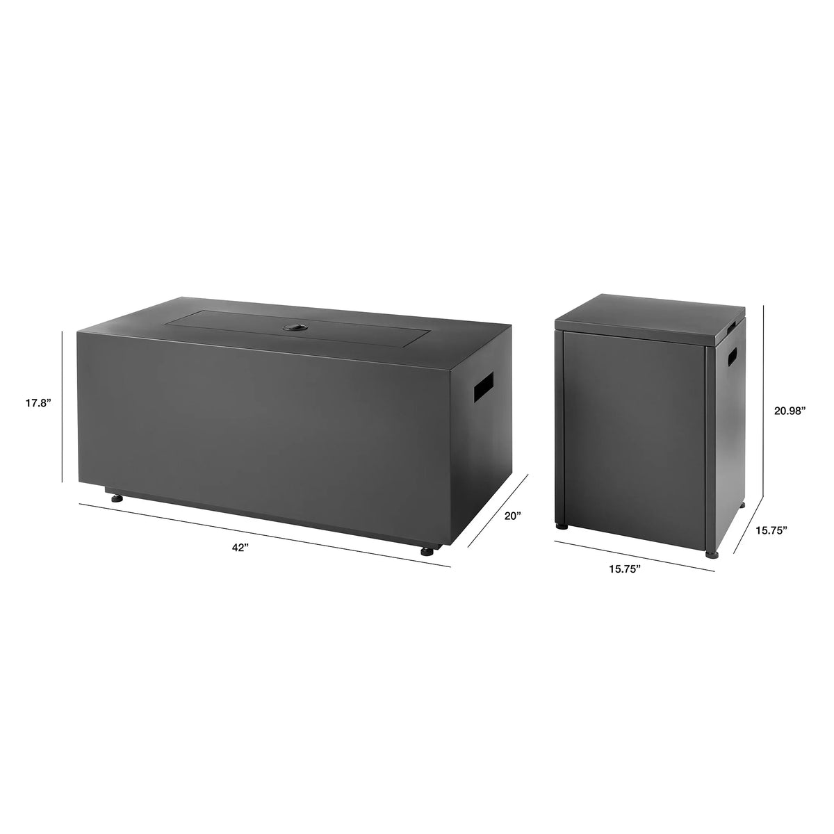 Nouveauté 2026 – Foyer moderne rectangulaire en acier noir Mainstays , 107 cm x 51 cm (42 po x 20 po), 50 000 BTU, avec couvercle, compartiment dissimulé pour la bonbonne et housse