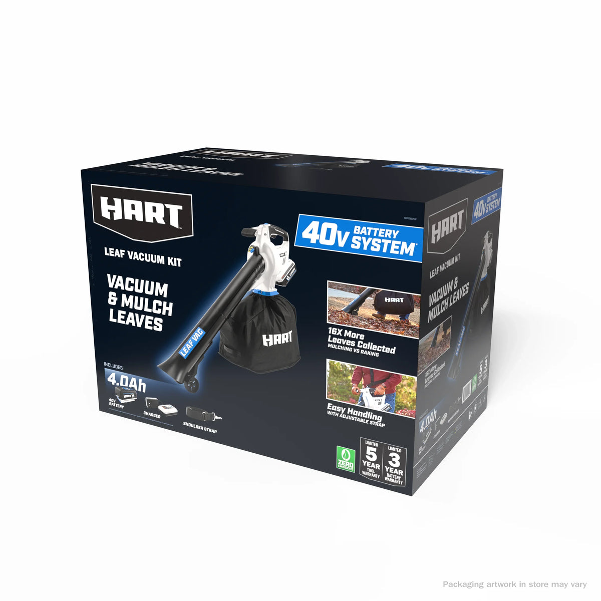 Nouveauté 2026 – Kit aspirateur à feuilles sans fil HART 40V , (1) batterie lithium-ion 4,0 Ah