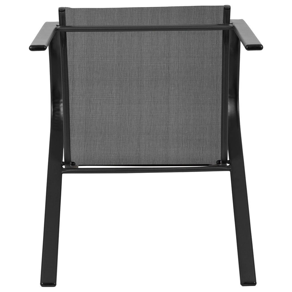 Nouveauté 2026 – Lot de 5 chaises empilables d'extérieur BizChair noires , revêtement Flex Comfort et structure en métal