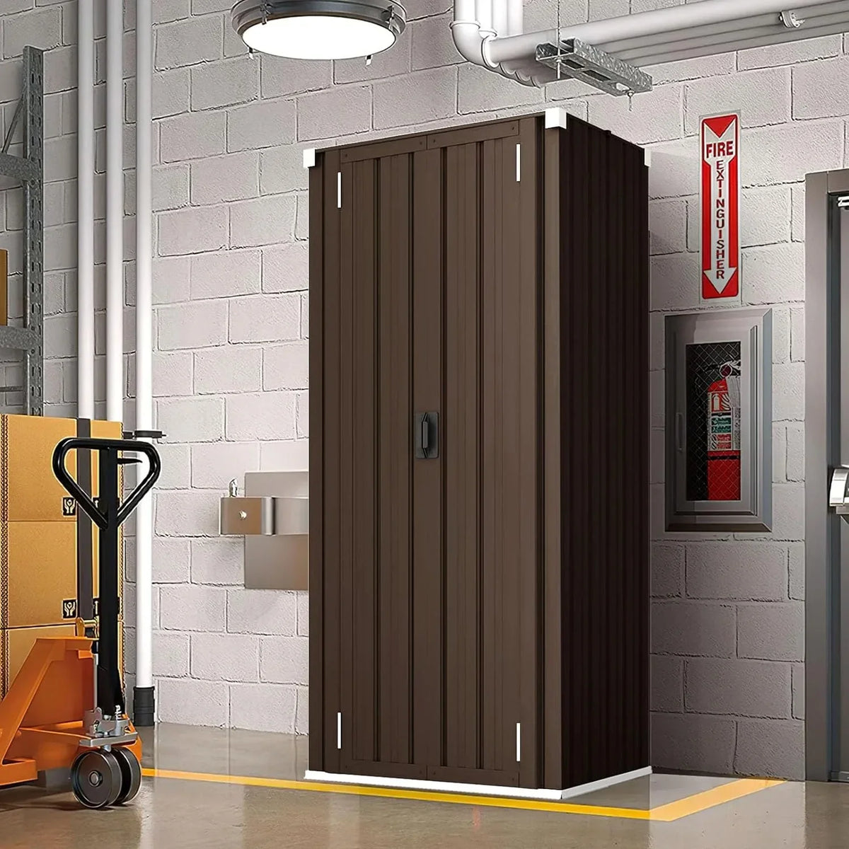 Nouveauté 2026 – Armoire de rangement extérieure AECOJOY pour jardin et terrasse, un meuble de rangement en métal avec portes et étagères, de couleur grise