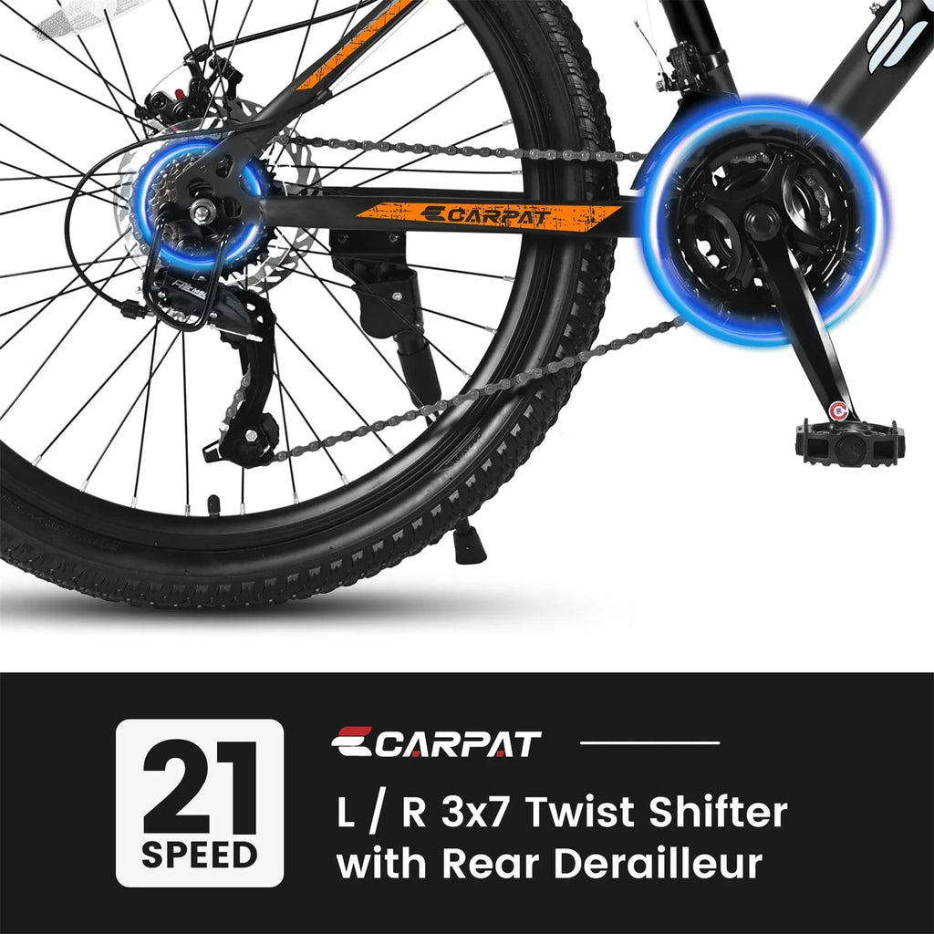 Nouveauté 2026 – VTT 26 pouces pour adulte, 21 vitesses, cadre en acier à haute teneur en carbone, orange