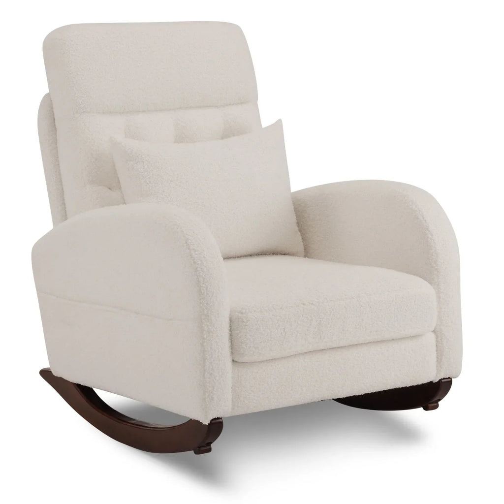 Nouveauté 2026 – Fauteuil à bascule Ktaxon , fauteuil de lecture inclinable, confortable, revêtu de velours peluche, canapé à bascule une place, beige, idéal pour le salon, la chambre d'enfant ou la chambre à coucher