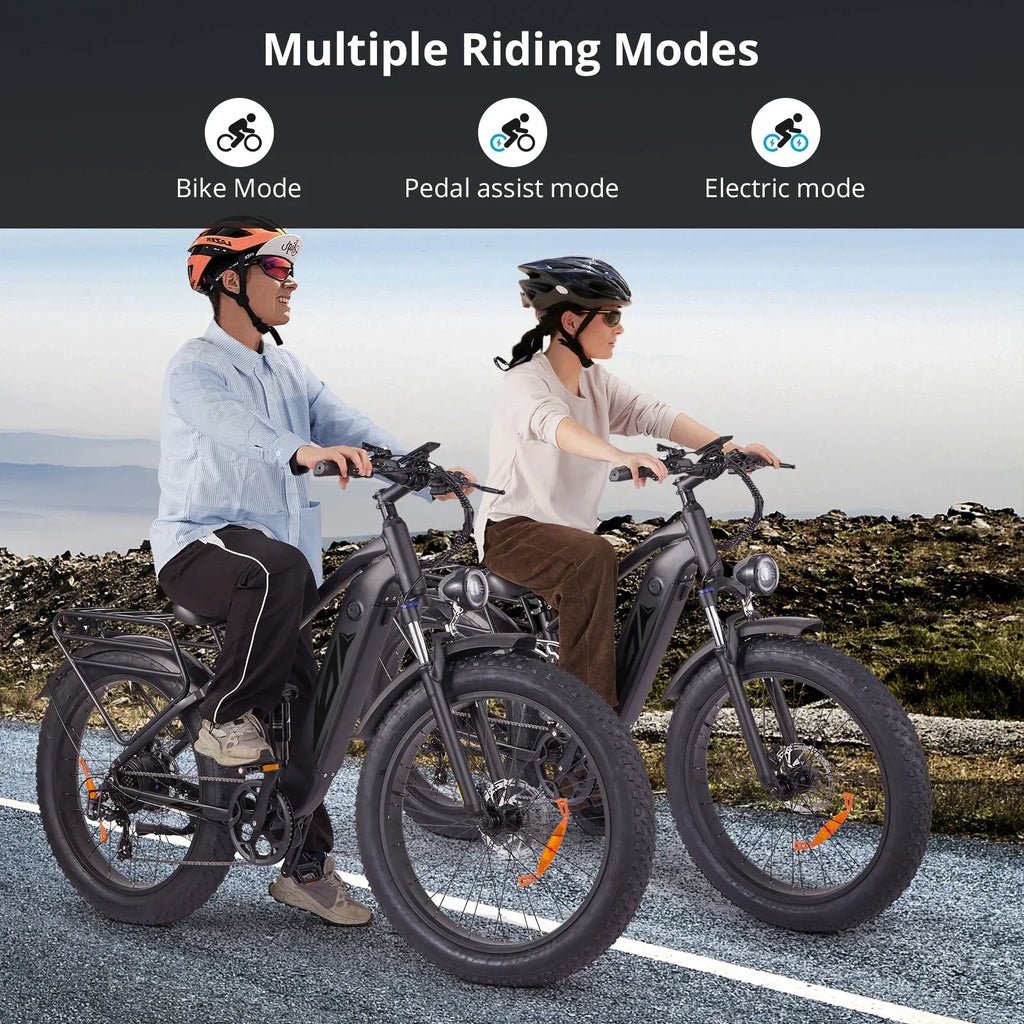 Nouveauté 2026 – Vélo électrique pour adultes, 1000 W, pneus larges 26 pouces, batterie 48 V 17,5 Ah, vitesse maximale de 45 km/h, 7 vitesses, freins à disque hydrauliques doubles, écran LCD, autonomie de 96 km, VTT électrique