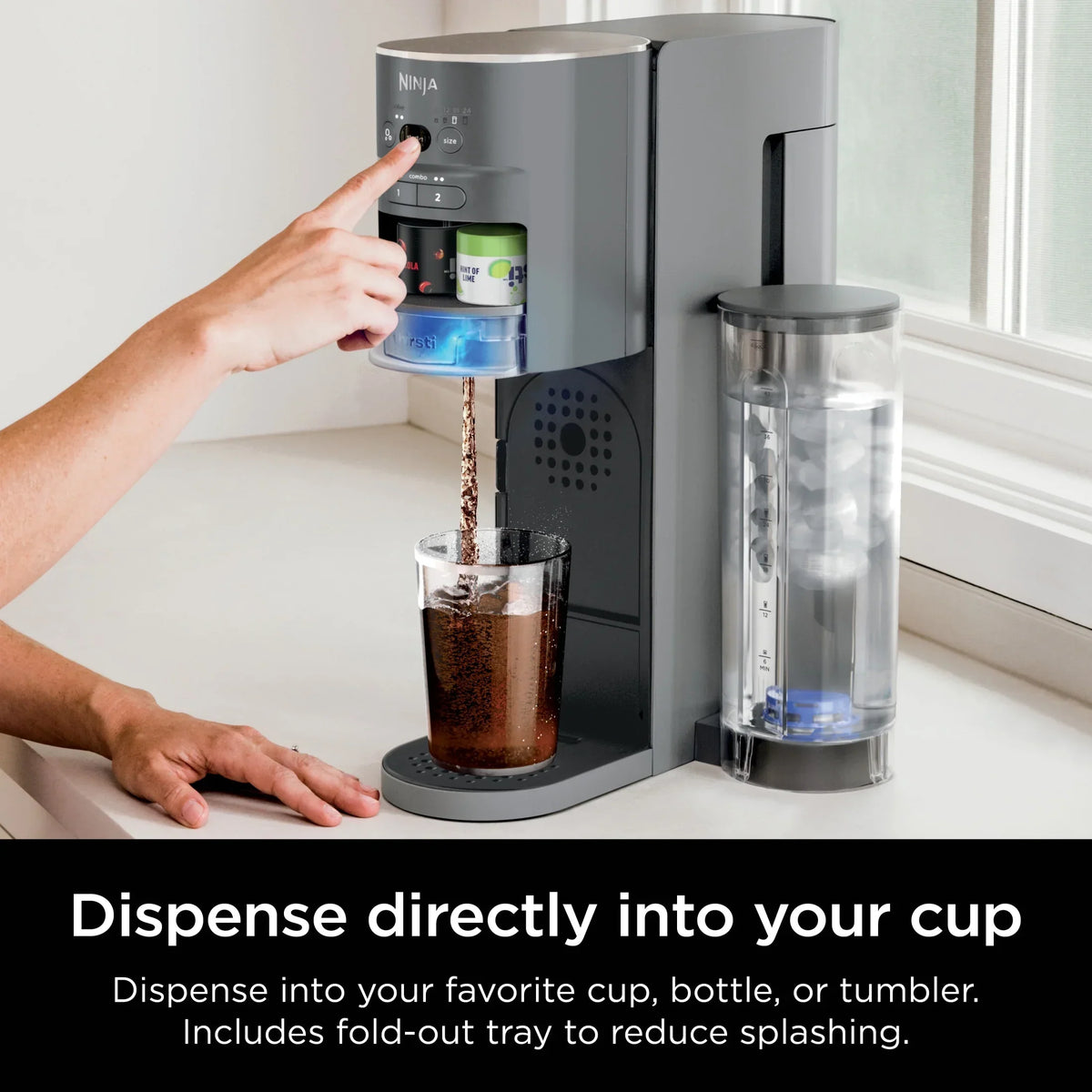 Nouveauté 2026 – Machine à boissons Ninja Thirsti , kit de boissons personnalisées plates et gazeuses, avec cartouche de CO2, arômes et réservoir de 1,4 litre