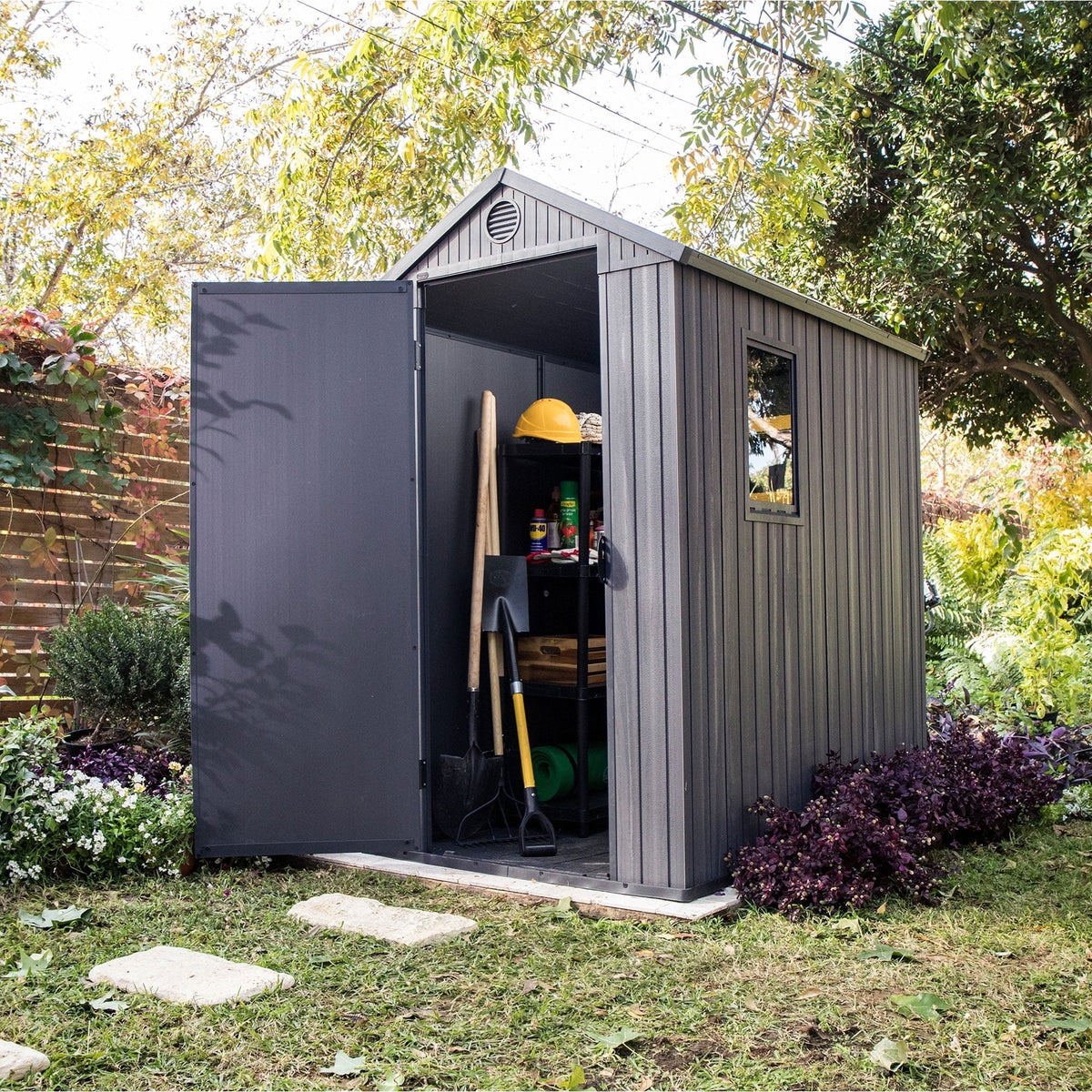 Nouveauté 2026 – Abri de jardin extérieur Keter Darwin , 1,22 m x 1,83 m, avec fenêtre, couleur graphite