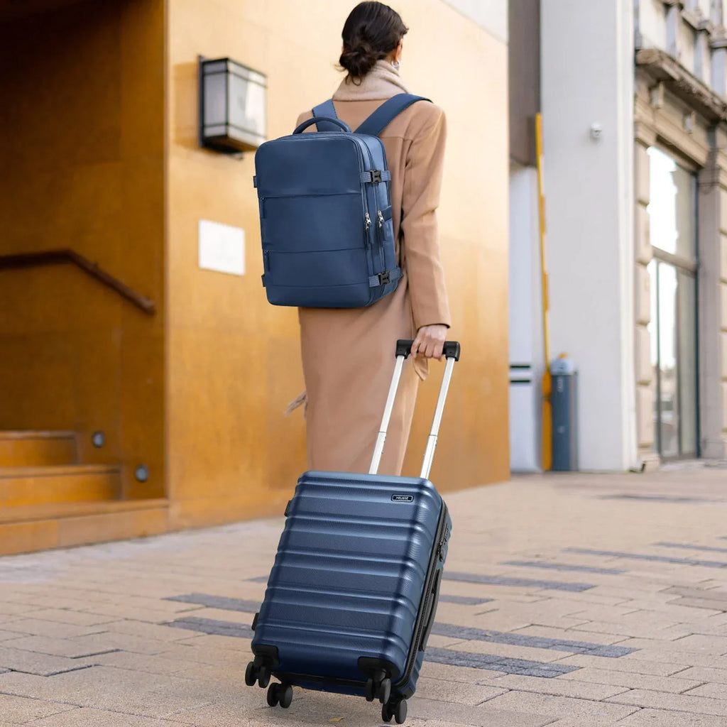 Nouveauté 2026 – Ensemble de bagages MIUSSE , 3 pièces : valise cabine 20 pouces à roulettes, coque rigide 100 % PC avec serrure TSA, conforme aux normes des compagnies aériennes, avec sac à dos de voyage pour hommes et femmes