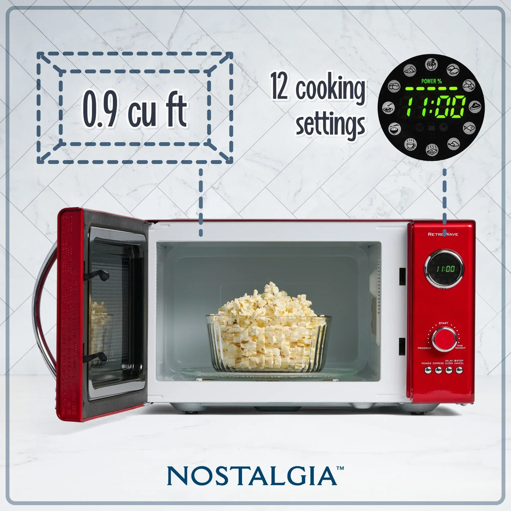 Nouveauté 2026 – Four à micro-ondes de comptoir Nostalgia Retro , 0,9 pi³, 800 watts, bleu turquoise