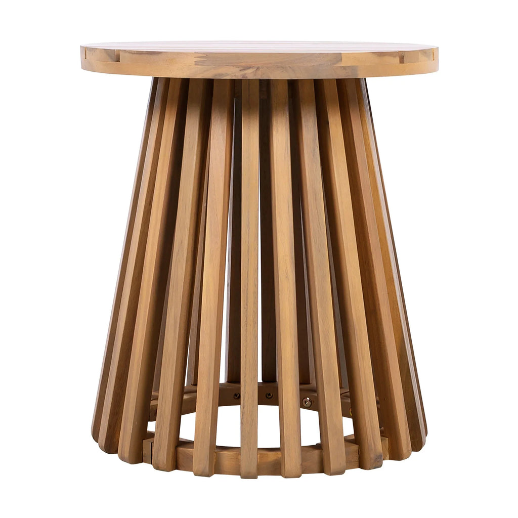 Nouveauté 2026 – Table d'appoint ronde d'extérieur en bois d'acacia Christopher Knight Home, couleur teck clair, idéale pour le jardin, la pelouse ou le balcon