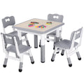 Nouveauté 2026 – Ensemble table et chaises pour enfants Arlopu 5 pièces , hauteur réglable, table d'activités et 4 chaises pour les tout-petits, idéal pour étudier, gris