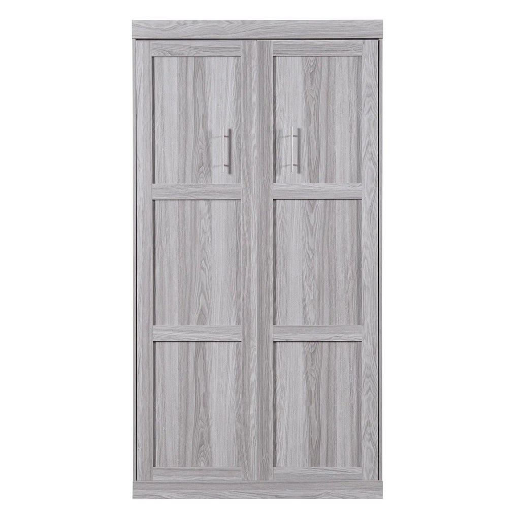 Nouveauté 2026 – Lit escamotable Euroco en pin gris, format simple, transformable en armoire