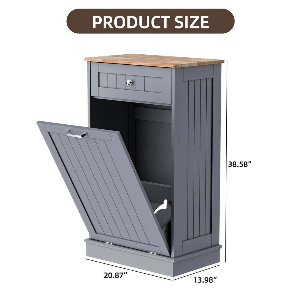 Nouveauté 2026 – Meuble poubelle basculant HARIPUL pour bac à déchets de 49 litres (13 gallons), meuble poubelle de cuisine autoportant avec tiroirs, blanc