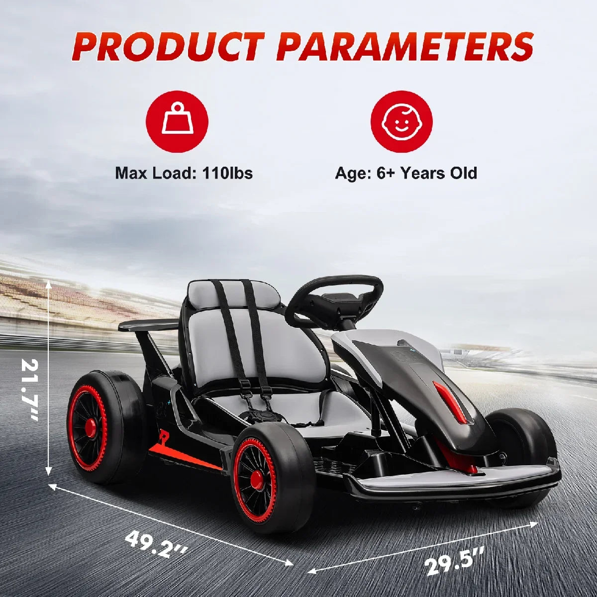 Nouveauté 2026 – Kart de drift 24V avec 2 moteurs puissants de 150 W, batterie haute capacité de 7 Ah, pédales électriques, jouet de course électrique pour l'extérieur