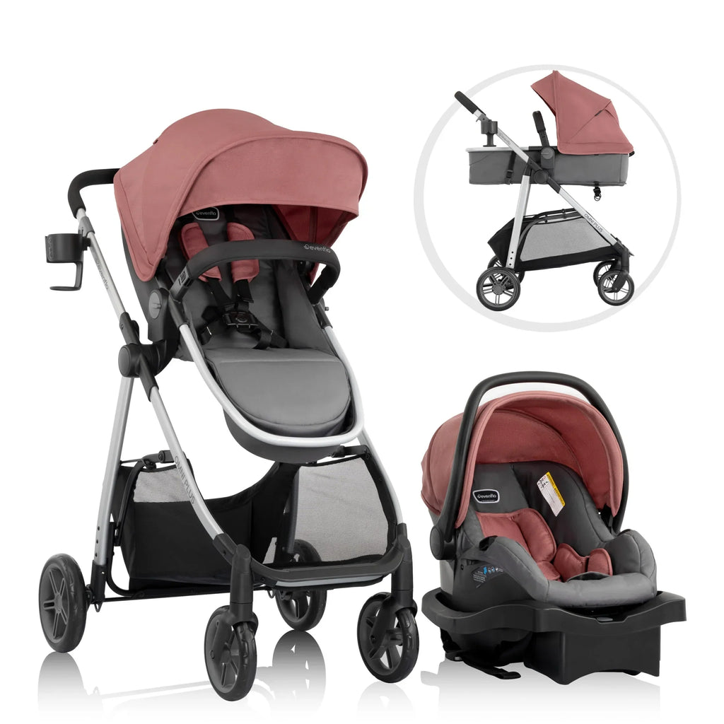 Nouveauté 2026 – Système de voyage modulaire Evenflo Omni Plus avec siège auto pour bébé LiteMax Sport, gris Mylar, unisexe