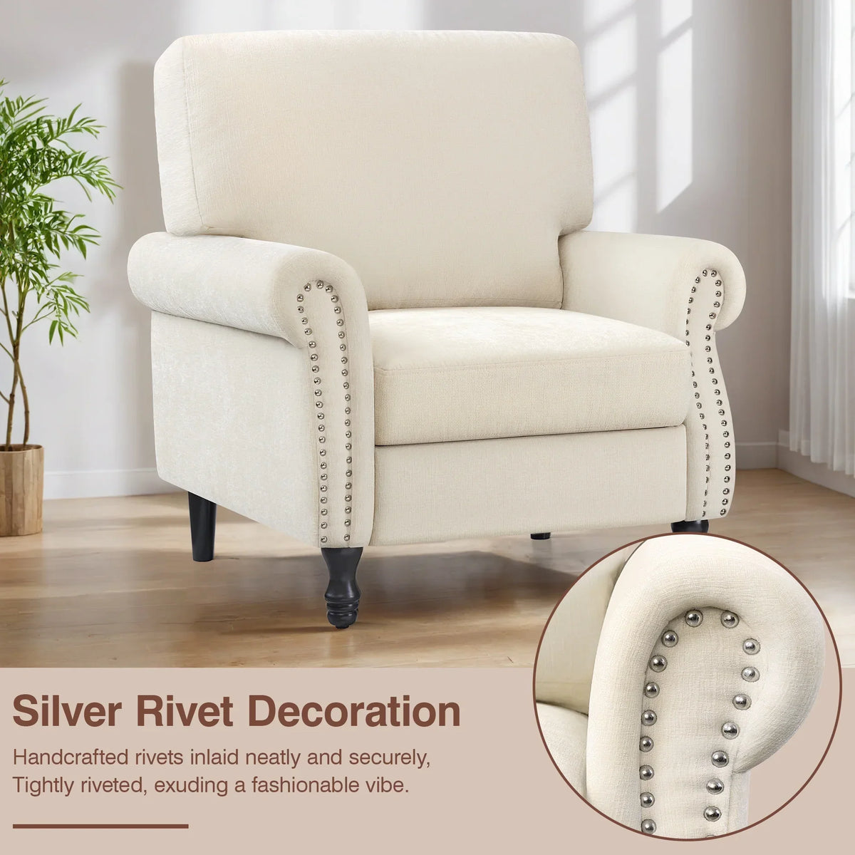 Nouveauté 2026 – Fauteuil d'appoint moderne COOLHUT , canapé une place confortable revêtu de tissu lin avec structure en bois massif, gris