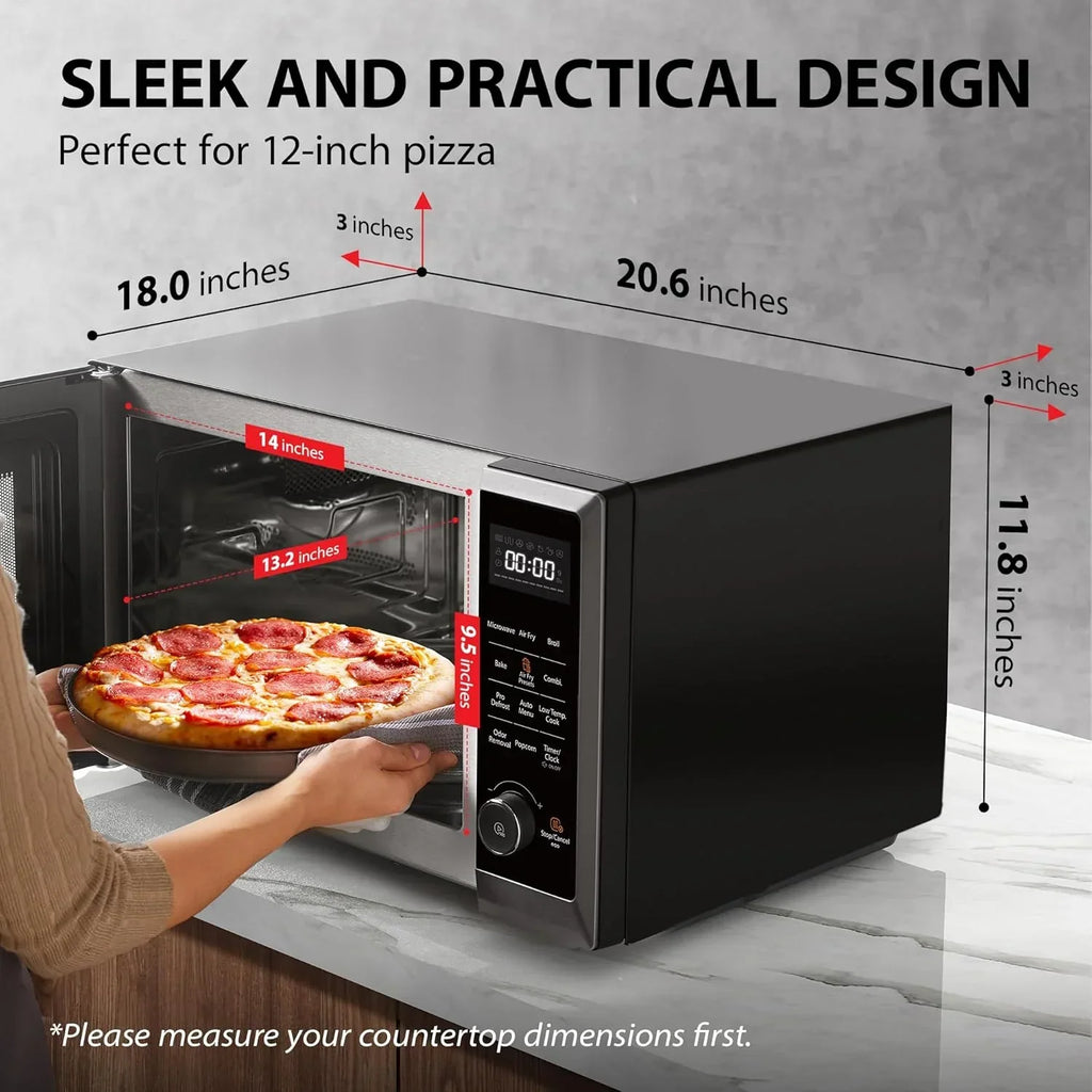 Nouveauté 2026 – Four à micro-ondes de comptoir TOSHIBA 8 en 1 avec friteuse à air chaud, convection, sécurité enfant, 28 litres (1 pi³), noir