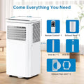 Nouveauté 2026 – Climatiseur portable 10000 BTU, 4 en 1 (refroidissement/déshumidification/ventilation) avec télécommande, commandes tactiles LED, minuterie 24 h et kit de fixation pour fenêtre. Ce climatiseur rafraîchit des pièces jusqu'à 450 pi² (e