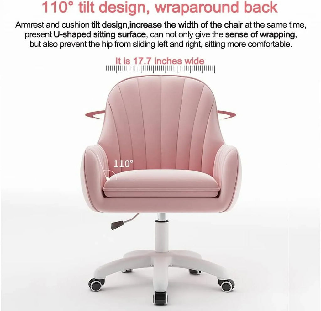 Nouveauté 2026 – Fauteuil de bureau Home , chaise d'ordinateur avec dossier mi-haut capitonné, style moderne, pivotante et réglable en hauteur, en velours blanc