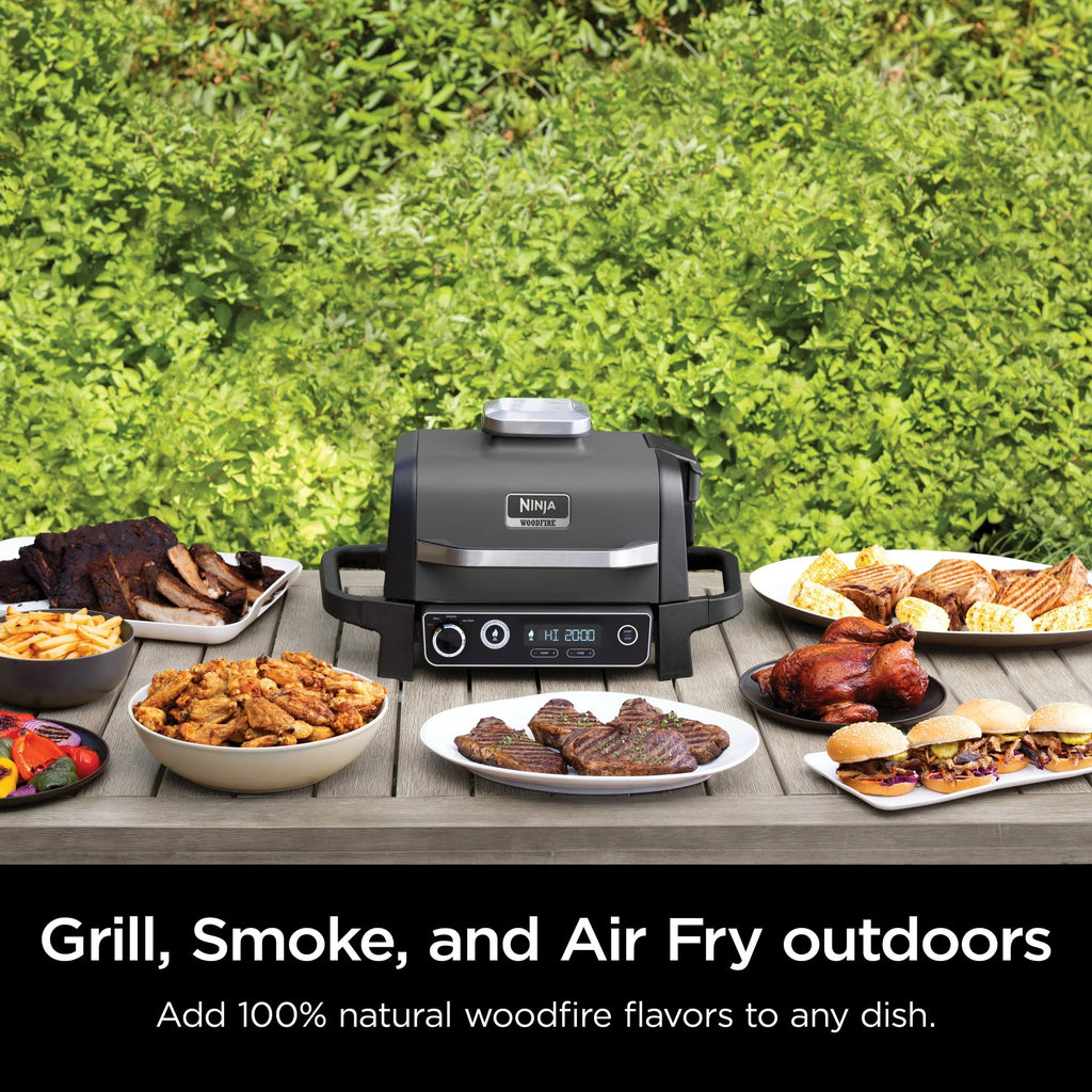 Nouveauté 2026 – Barbecue et fumoir d'extérieur Woodfire , 3 en 1 : grill, fumoir et friteuse à air chaud, avec technologie Woodfire, OG700