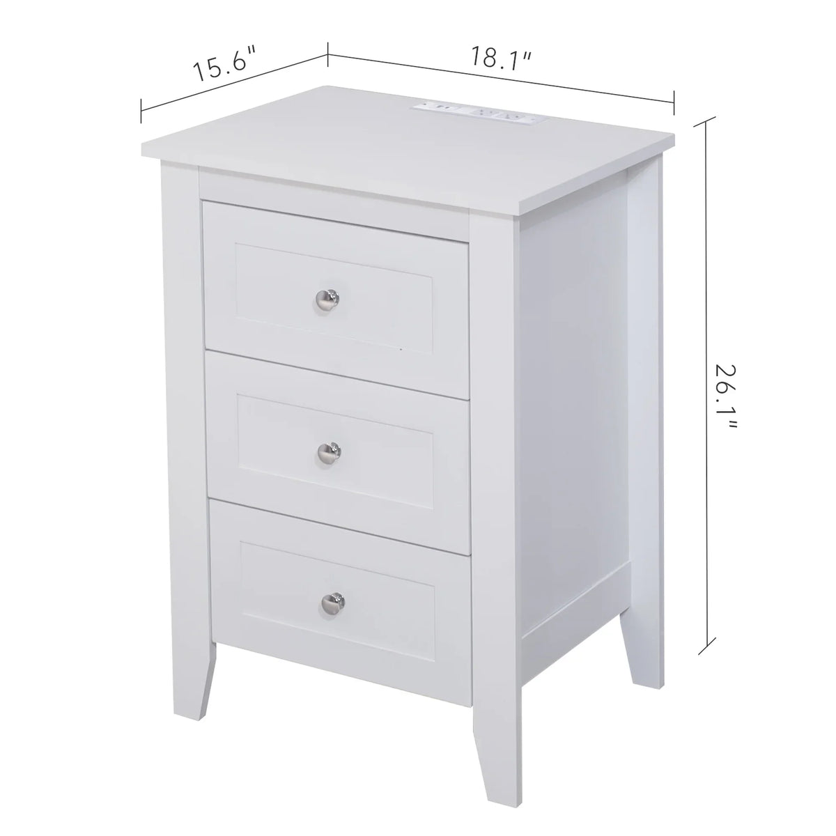 Nouveauté 2026 – Ensemble de 2 tables de chevet modernes blanches à 3 tiroirs Glavbiku , avec ports USB et prises électriques, pour chambres à coucher, adultes