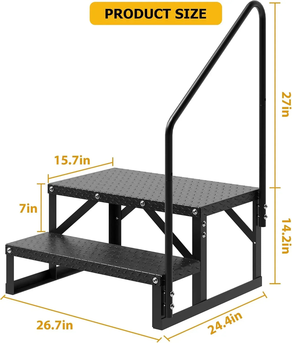 Nouveauté 2026 – Marchepieds antidérapants Garvee 3 marches pour VR, , 68 cm x 122 cm, acier allié