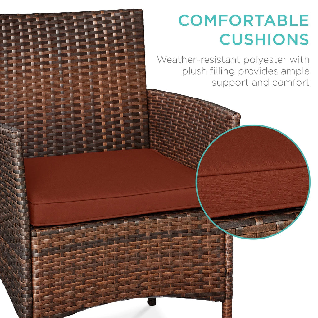 Nouveauté 2026 – Ensemble bistro de jardin 3 pièces en résine tressée Best Choice Products , avec 2 chaises et une table - Gris/Bleu marine