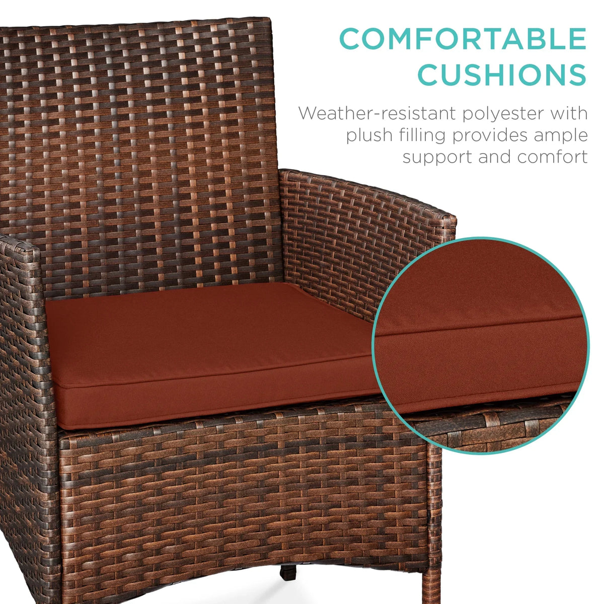 Nouveauté 2026 – Ensemble bistro de jardin 3 pièces en résine tressée Best Choice Products , avec 2 chaises et une table - Gris/Bleu marine
