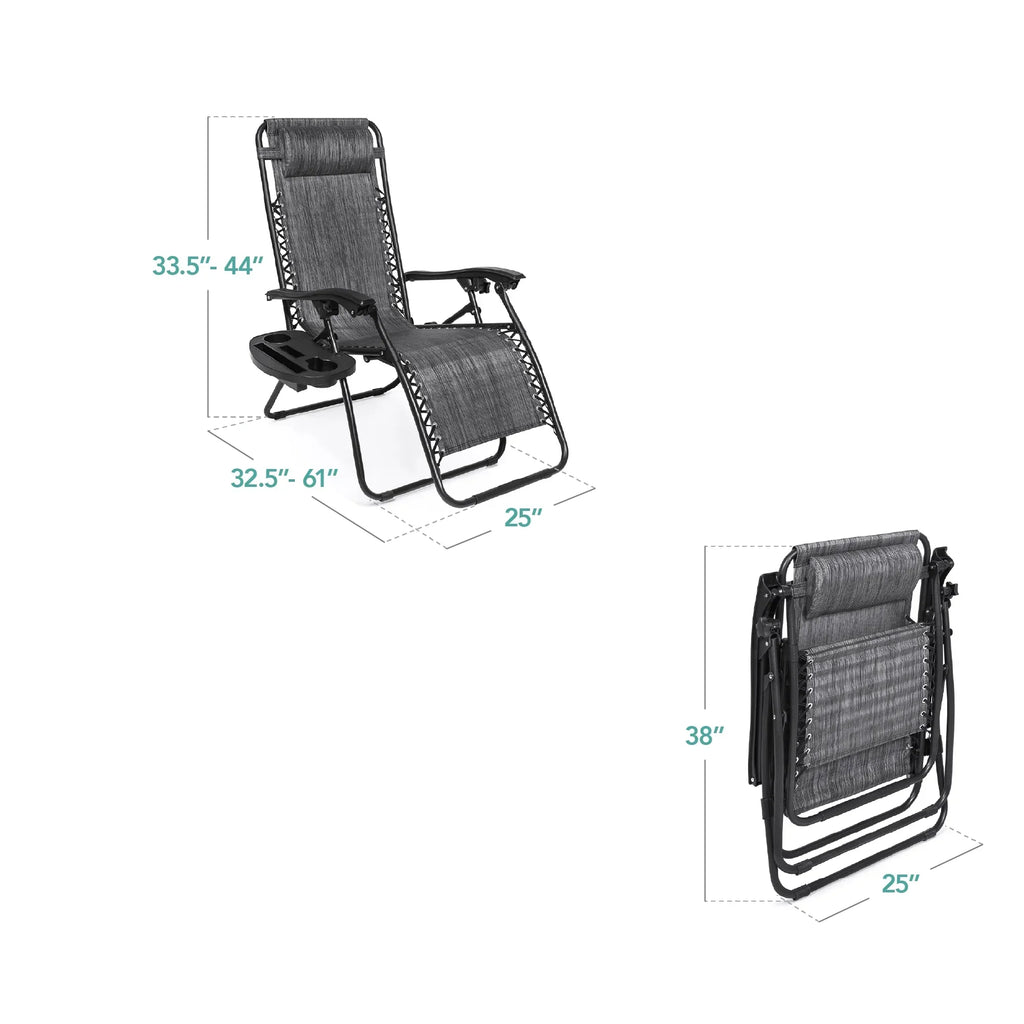 Nouveauté 2026 – Ensemble de 2 fauteuils inclinables zéro gravité Best Choice Products pour terrasse et piscine avec porte-gobelet - Gris