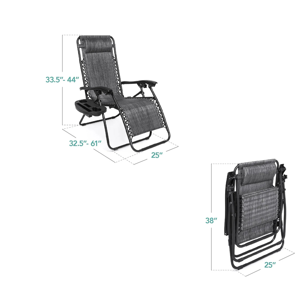 Nouveauté 2026 – Ensemble de 2 fauteuils inclinables zéro gravité Best Choice Products pour terrasse et piscine avec porte-gobelet - Gris