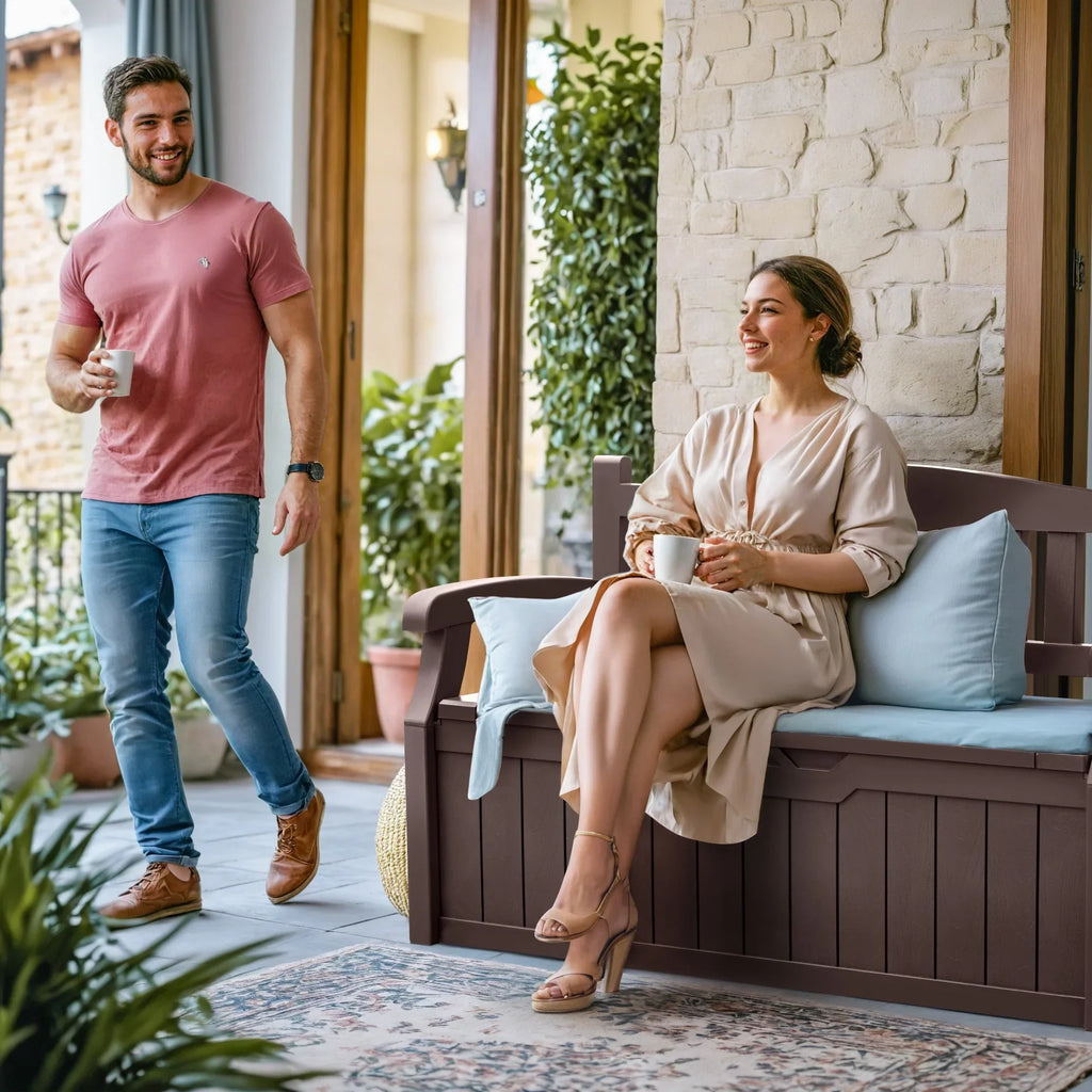 Nouveauté 2026 – Banc de rangement Homall de 80 gallons en plastique, fabriqué en résine durable et résistante aux intempéries, avec compartiment de rangement organisé de type Deckbox, pour patios et pelouses extérieures, noir