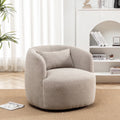 Nouveauté 2026 – Fauteuil pivotant rond 34" en bouclette de 86 cm de large, sans assemblage, avec coussin décoratif, idéal pour le salon et la chambre, couleur taupe