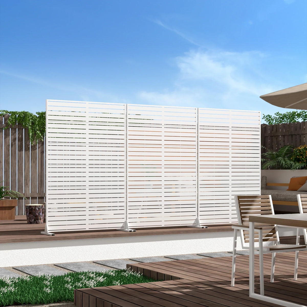 Nouveauté 2026 – Panneau de séparation extérieur en métal noir MAYEERTY 72*47" pour patio, style classique à persiennes