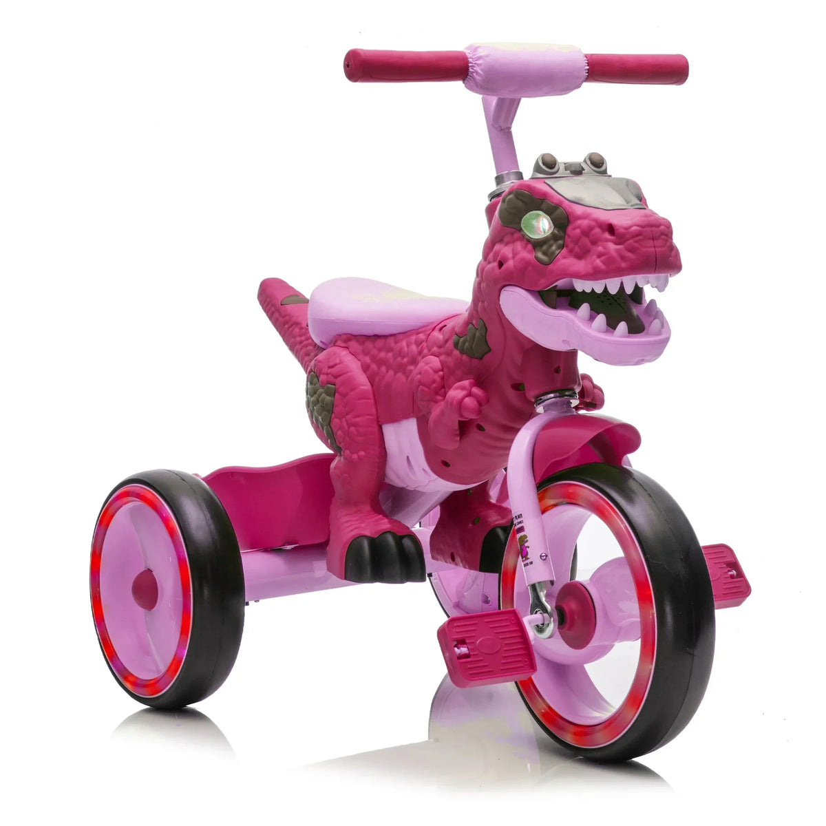 Nouveauté 2026 – Tricycle dinosaure Xuanlur pour enfants , avec larges roues lumineuses, pédales antidérapantes, panier arrière, musique et lumières LED, jouet idéal pour les enfants de 3 à 6 ans (vert