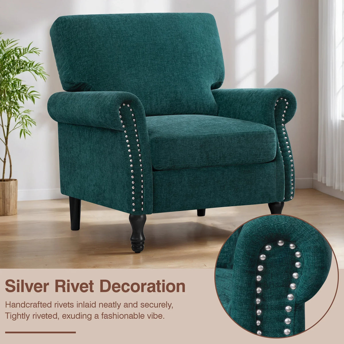 Nouveauté 2026 – Fauteuil d'appoint moderne COOLHUT , canapé une place confortable revêtu de tissu lin avec structure en bois massif, gris