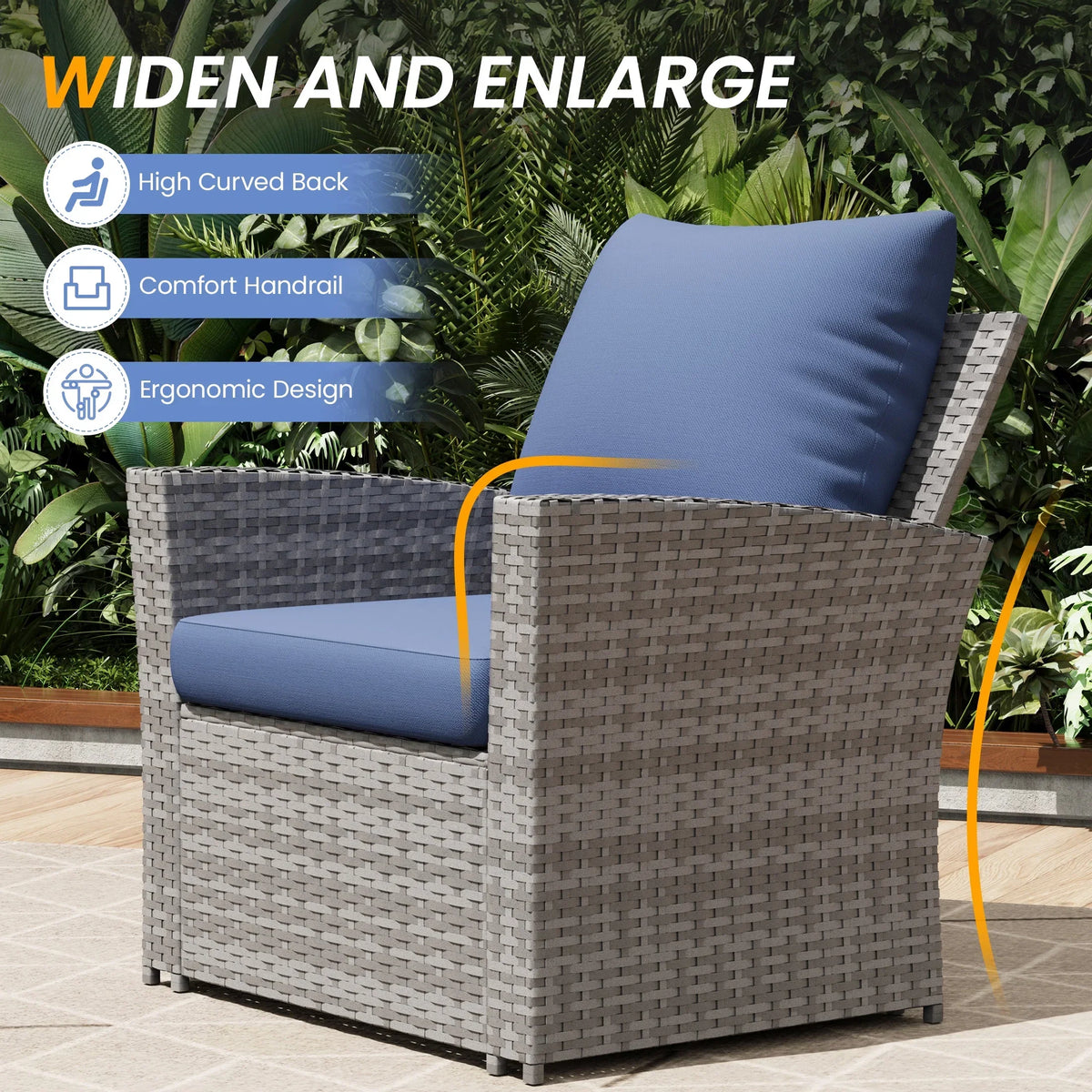 Nouveauté 2026 – Ensemble de mobilier de patio en résine tressée UDPATIO , ensemble de conversation d'extérieur 4 pièces, canapé de patio en rotin PE gris pour balcon, porche, jardin, gris