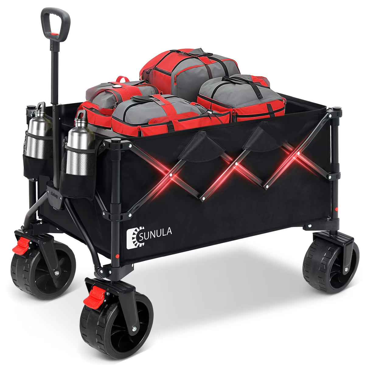 Nouveauté 2026 – Chariot pliable Sekey , capacité 330 lb, grande capacité 220 L, robuste et pliable, avec roues tout-terrain, idéal pour le camping, la plage, le sport, les courses (noir, garantie 1 an