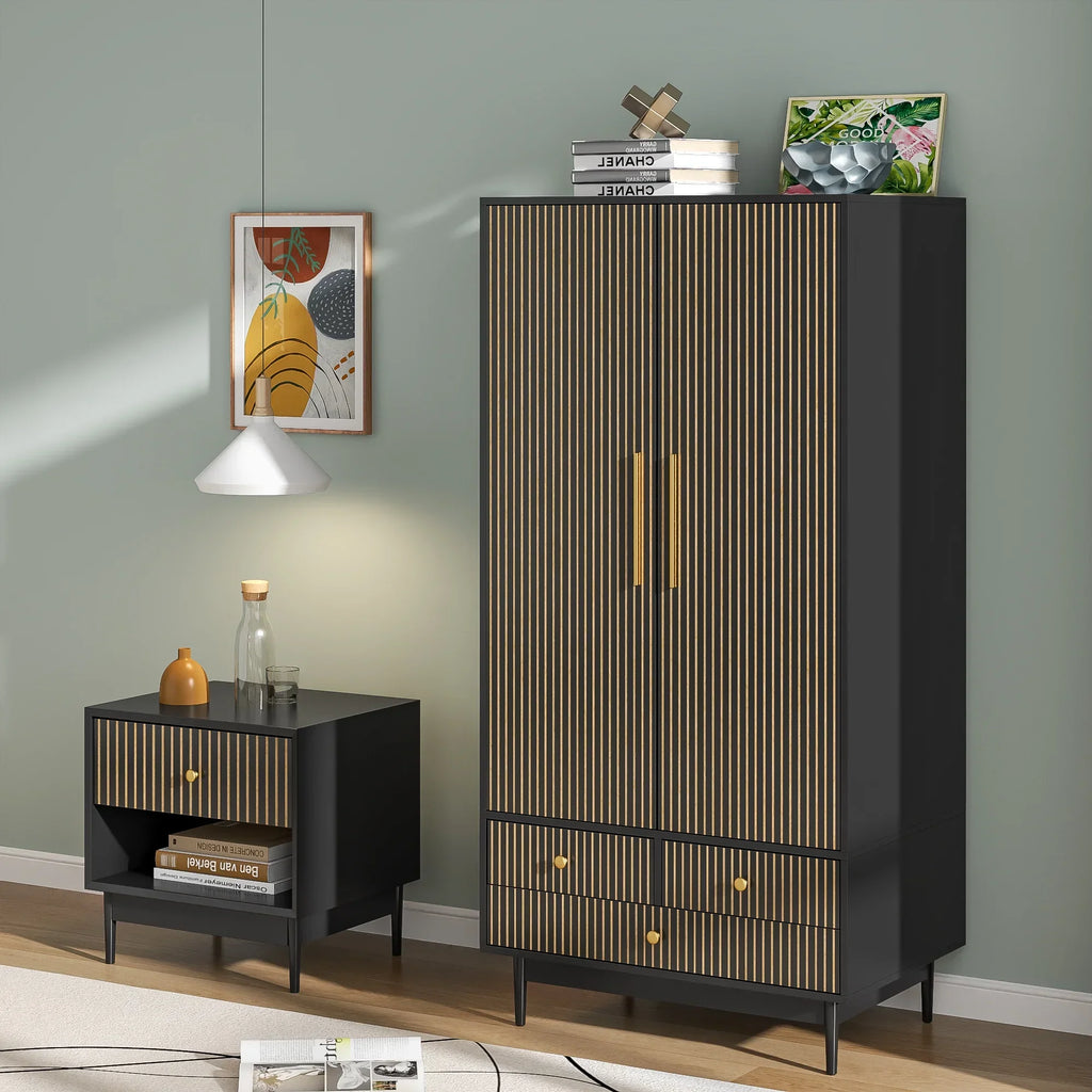 Nouveauté 2026 – Armoire-penderie Armoire à 2 portes, avec penderie et tiroirs, en bois blanc, idéale pour la chambre à coucher