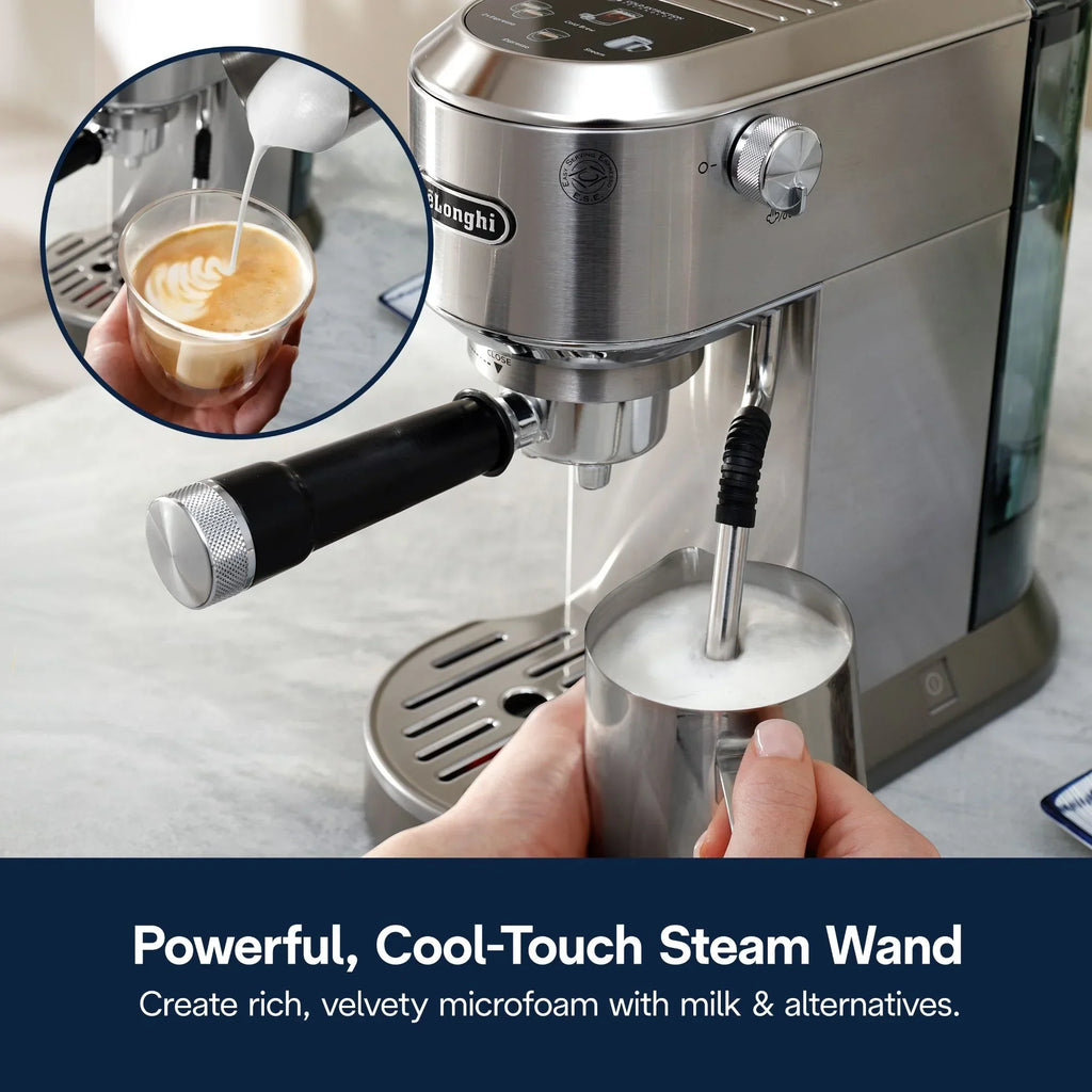 Nouveauté 2026 – Machine à expresso De’Longhi Dedica Duo , format compact avec mousseur intégré pour latte art, expresso, café infusé à froid, lattes et plus encore, acier inoxydable
