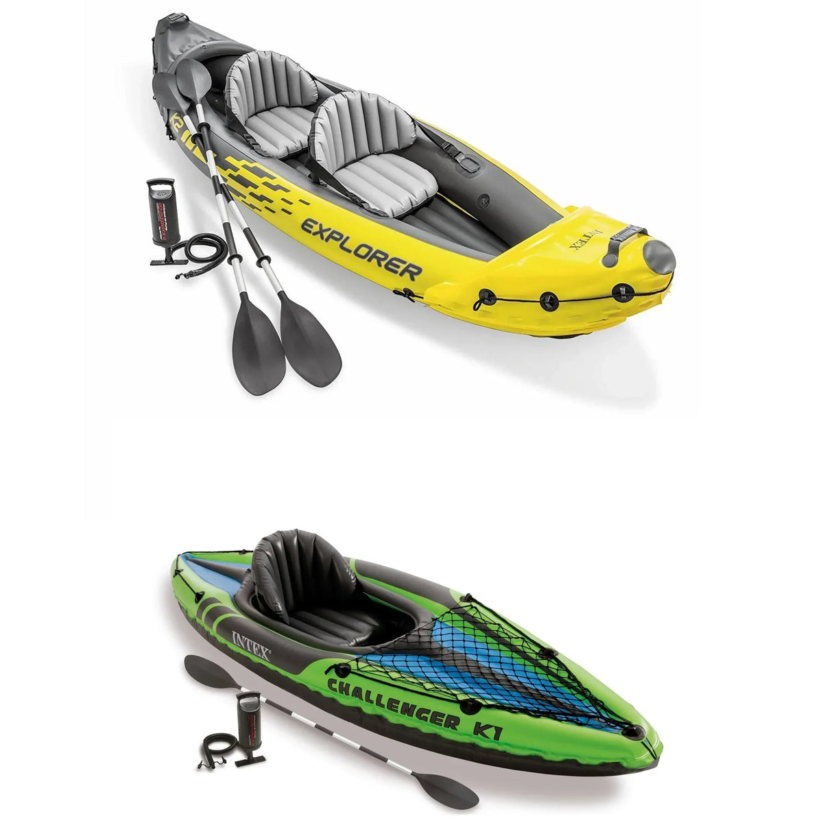 Nouveauté 2026 – Kayak gonflable Intex 2 places avec rames et pompe et kayak gonflable 1 place